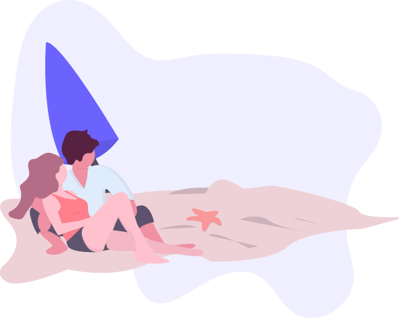 pareja relajando en la playa